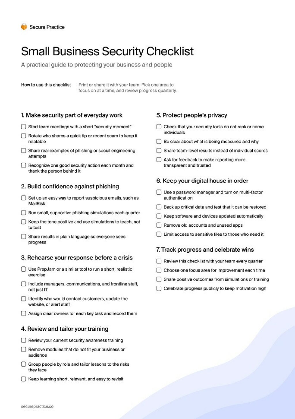 Preview of the Small Business Security Checklist.
