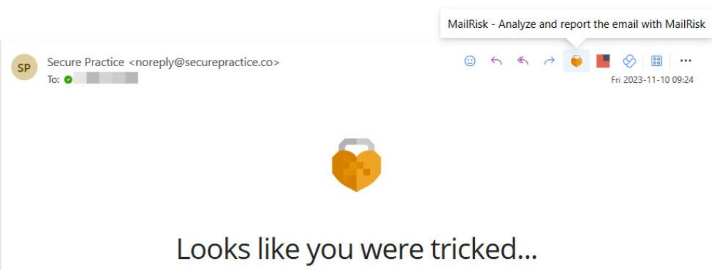 Location of the MailRisk icon in the email header.